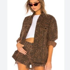 Denim X Alexander Wang Leopard Daze Denim Jacket